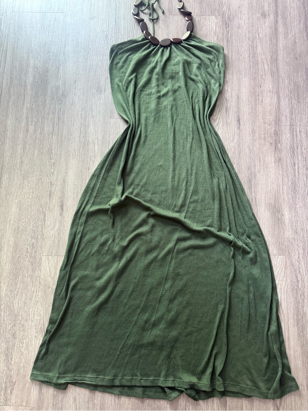 Beaded Halter Neck Green Midi/Maxi Dress Boho Festival Vacation Beach
